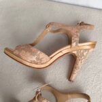 Chanel Nude Laser Cut Floral Leather T Strap Sling Back Sandal Size 37 #GUUOY-4 - Image 3