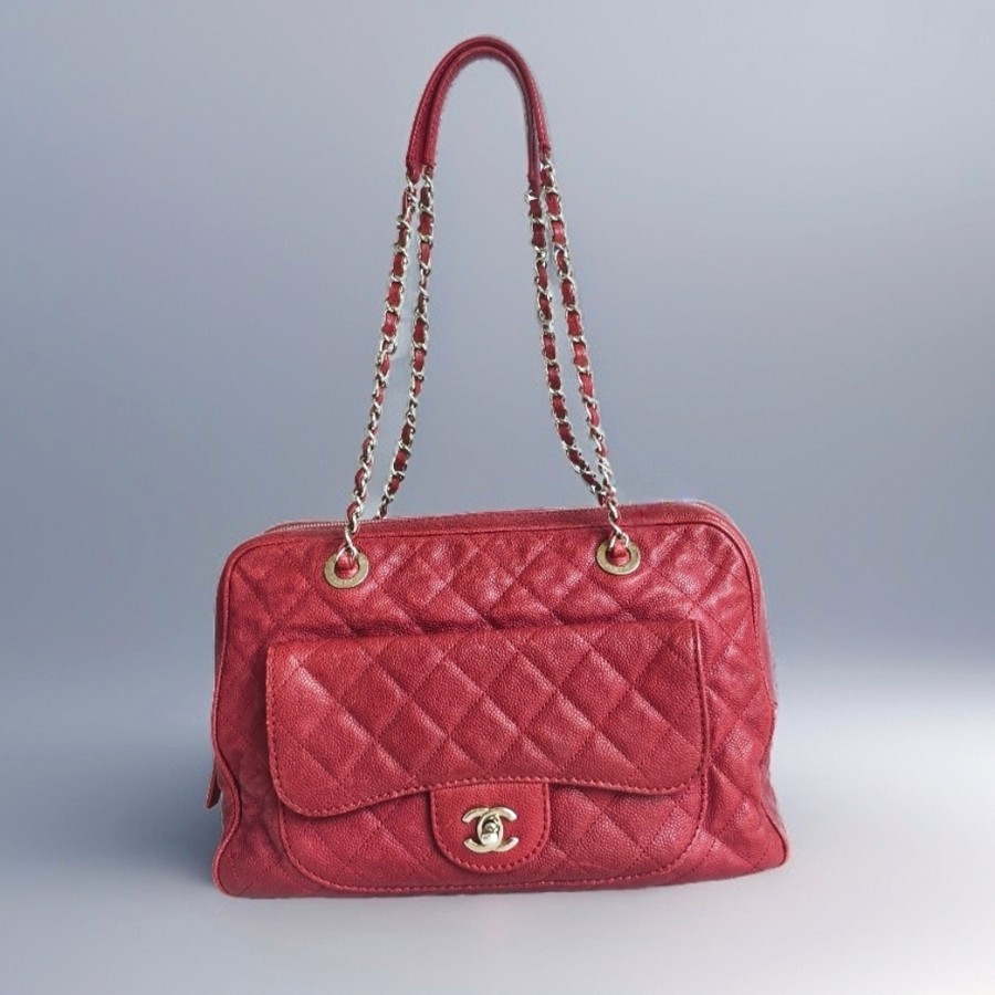 Chanel Paradoxal Camera Case Bag Red Grained Calfskin with Silver Hardware #RRLU-1