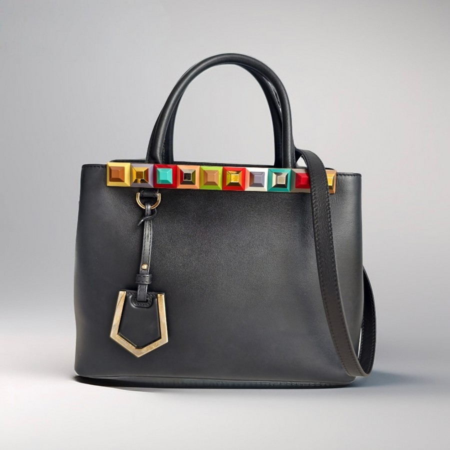 Fendi 2Jour Small Black Smooth Leather and Gold Hardware #GUUSU-4