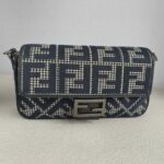 Fendi Baguette Bag Grey Canvas with Leather and Silver Hardware #GUURR-1 - Image 2