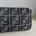 Fendi Baguette Bag Grey Canvas with Leather and Silver Hardware #GUURR-1 - Image 8