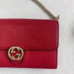 Gucci WOC Interlocking Wallet On Chain Red Calf Leather with Gold Hardware #GUCEE-1 - Image 3