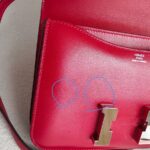 Hermes Constance Mini 18 Rouge Vif Tadelakt Leather with Palladium Plated Hardware #GUURT-2 - Image 16