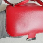 Hermes Constance Mini 18 Rouge Vif Tadelakt Leather with Palladium Plated Hardware #GUURT-2 - Image 5