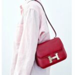 Hermes Constance Mini 18 Rouge Vif Tadelakt Leather with Palladium Plated Hardware #GUURT-2 - Image 41