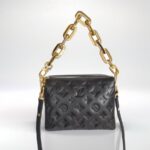 LV Coussin BB Black Monogram-embossed puffy lambskin with Gold Hardware #GUUYR-5