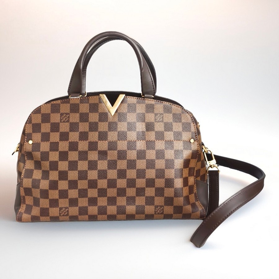LV Kensington Bowling Brown Damier Ebene Coated Canvas with Leather and Gold Hardware #GUUOL-2
