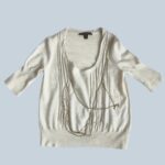 LV Light Cream Cashmere Top Size M #RYSR-33