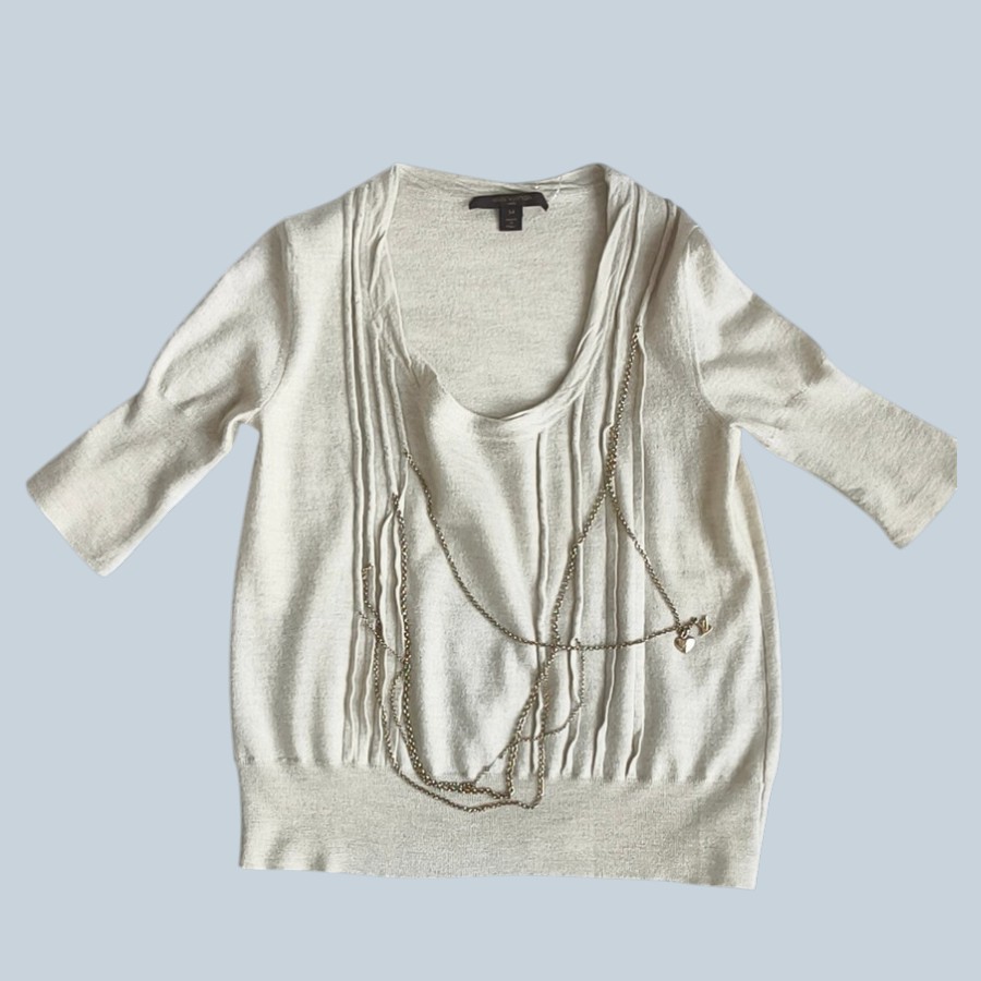 LV Light Cream Cashmere Top Size M #RYSR-33