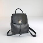 LV Lock Me backpack Black Taurillon Leather with Silver Hardware #GUUSL-2