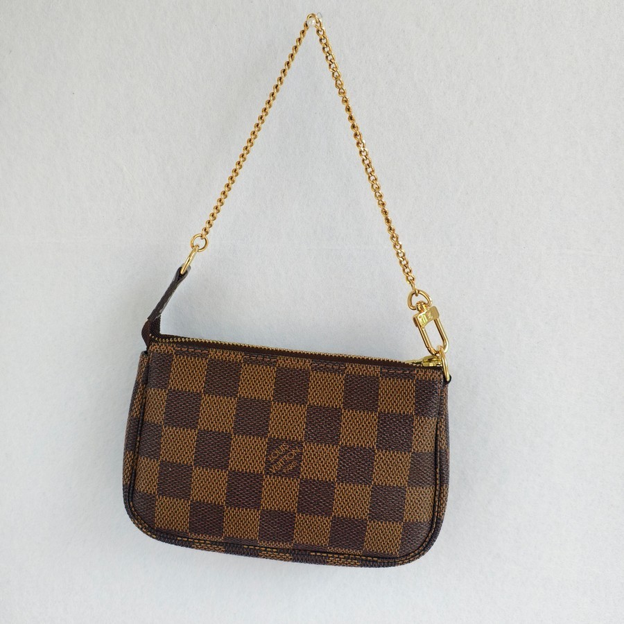 LV Mini Pochette Accessoires Brown Damier Coated Canvas with Leather and Gold Hardware #GUUCU-8