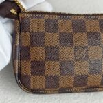 LV Mini Pochette Accessoires Brown Damier Coated Canvas with Leather and Gold Hardware #GUUCU-8 - Image 5