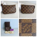 LV Mini Pochette Accessoires Brown Damier Coated Canvas with Leather and Gold Hardware #GUUCU-8 - Image 2