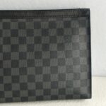 LV Pochette Voyage MM Damier Ghaphite Coated Canvas with Leather and Silver Hardware #GUURC-2 - Image 16
