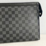 LV Pochette Voyage MM Damier Ghaphite Coated Canvas with Leather and Silver Hardware #GUURC-2 - Image 18