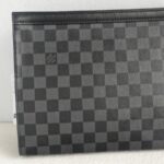 LV Pochette Voyage MM Damier Ghaphite Coated Canvas with Leather and Silver Hardware #GUURC-2 - Image 19
