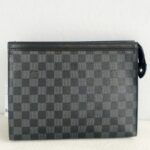 LV Pochette Voyage MM Damier Ghaphite Coated Canvas with Leather and Silver Hardware #GUURC-2 - Image 20