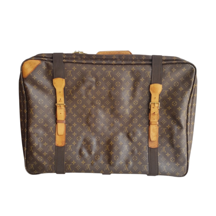 LV Satellite 70 Vintage Luggage Brown Monogram Coated Canvas with Leather and Gold Hardware #GUUTC-1