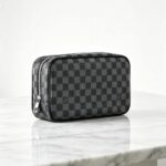 LV Toilet Pouch GM Black/Grey Damier Graphite Coated Canvas/Leather and Silver Hardware #GUUSL-3