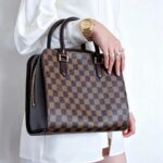 LV Triana Brown Damier Ebene Coated Canvas with Leather and Gold Hardware #GUUTS-1 - Image 2