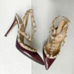 Valentino Rockstud Caged Pump 100mm Size 37 MaroonNuded leather #GUUSS-5