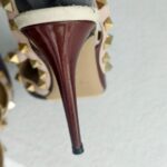 Valentino Rockstud Caged Pump 100mm Size 37 Maroon/Nuded leather  #GUUSS-5 - Image 15