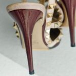 Valentino Rockstud Caged Pump 100mm Size 37 Maroon/Nuded leather  #GUUSS-5 - Image 16