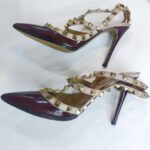 Valentino Rockstud Caged Pump 100mm Size 37 Maroon/Nuded leather  #GUUSS-5 - Image 6