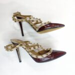 Valentino Rockstud Caged Pump 100mm Size 37 Maroon/Nuded leather  #GUUSS-5 - Image 5