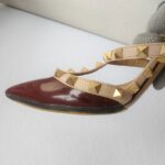 Valentino Rockstud Caged Pump 100mm Size 37 Maroon/Nuded leather  #GUUSS-5 - Image 9