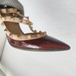 Valentino Rockstud Caged Pump 100mm Size 37 Maroon/Nuded leather  #GUUSS-5 - Image 10