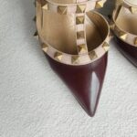 Valentino Rockstud Caged Pump 100mm Size 37 Maroon/Nuded leather  #GUUSS-5 - Image 3