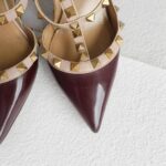 Valentino Rockstud Caged Pump 100mm Size 37 Maroon/Nuded leather  #GUUSS-5 - Image 4
