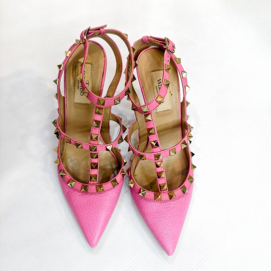 Valentino Rockstud Caged Pump 100mm Size 37 Pink leather #GUUSS-2