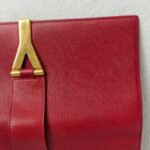 YSL Y-Ligne Clutch Red Leather with Gold Hardware #GUUOE-1 - Image 3