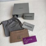 Balenciaga Hourglass Card Holder Taupe Croc Embossed Leather with Silver Hardware #GUURR-11 - Image 2