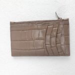 Balenciaga Hourglass Card Holder Taupe Croc Embossed Leather with Silver Hardware #GUURR-11 - Image 4