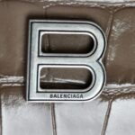 Balenciaga Hourglass Card Holder Taupe Croc Embossed Leather with Silver Hardware #GUURR-11 - Image 5