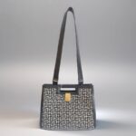 Balmain Tote Bag BlackWhite Canvas with Leather and Gold Hardware #RSCO-3