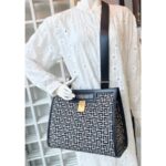 Balmain Tote Bag Black/White Canvas with Leather and Gold Hardware #RSCO-3 - Image 30