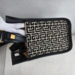 Balmain Tote Bag Black/White Canvas with Leather and Gold Hardware #RSCO-3 - Image 9