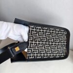 Balmain Tote Bag Black/White Canvas with Leather and Gold Hardware #RSCO-3 - Image 8
