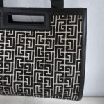 Balmain Tote Bag Black/White Canvas with Leather and Gold Hardware #RSCO-3 - Image 7
