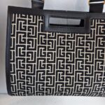 Balmain Tote Bag Black/White Canvas with Leather and Gold Hardware #RSCO-3 - Image 6