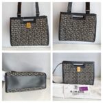 Balmain Tote Bag Black/White Canvas with Leather and Gold Hardware #RSCO-3 - Image 2