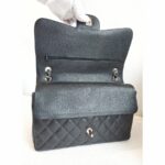 Chanel Classic Jumbo Double Flap Bag Black Grained Calfskin with Silver Hardware #GUUSR-1 - Image 18