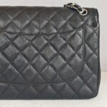 Chanel Classic Jumbo Double Flap Bag Black Grained Calfskin with Silver Hardware #GUUSR-1 - Image 6