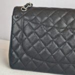 Chanel Classic Jumbo Double Flap Bag Black Grained Calfskin with Silver Hardware #GUUSR-1 - Image 5