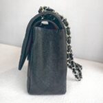 Chanel Classic Jumbo Double Flap Bag Black Grained Calfskin with Silver Hardware #GUUSR-1 - Image 7