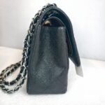 Chanel Classic Jumbo Double Flap Bag Black Grained Calfskin with Silver Hardware #GUUSR-1 - Image 8